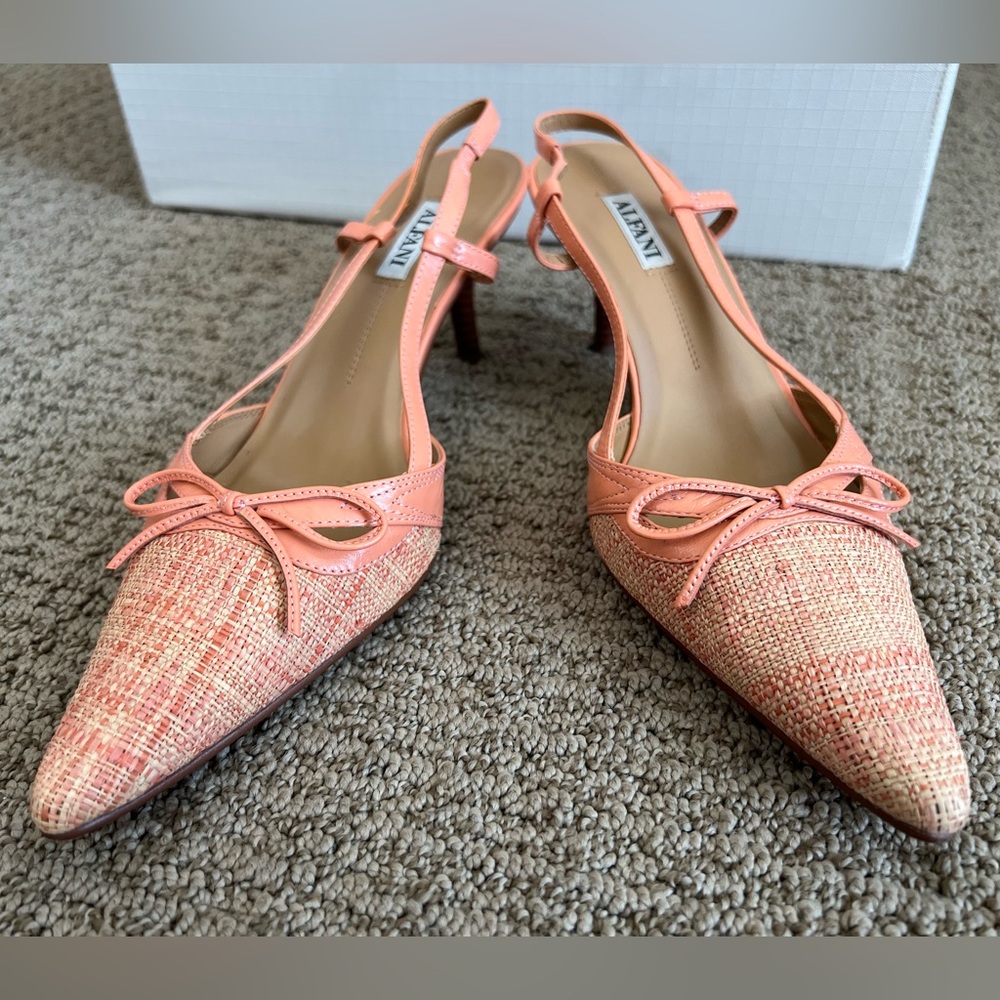 Alfani Orange Heels with Quilted Texture and Bow